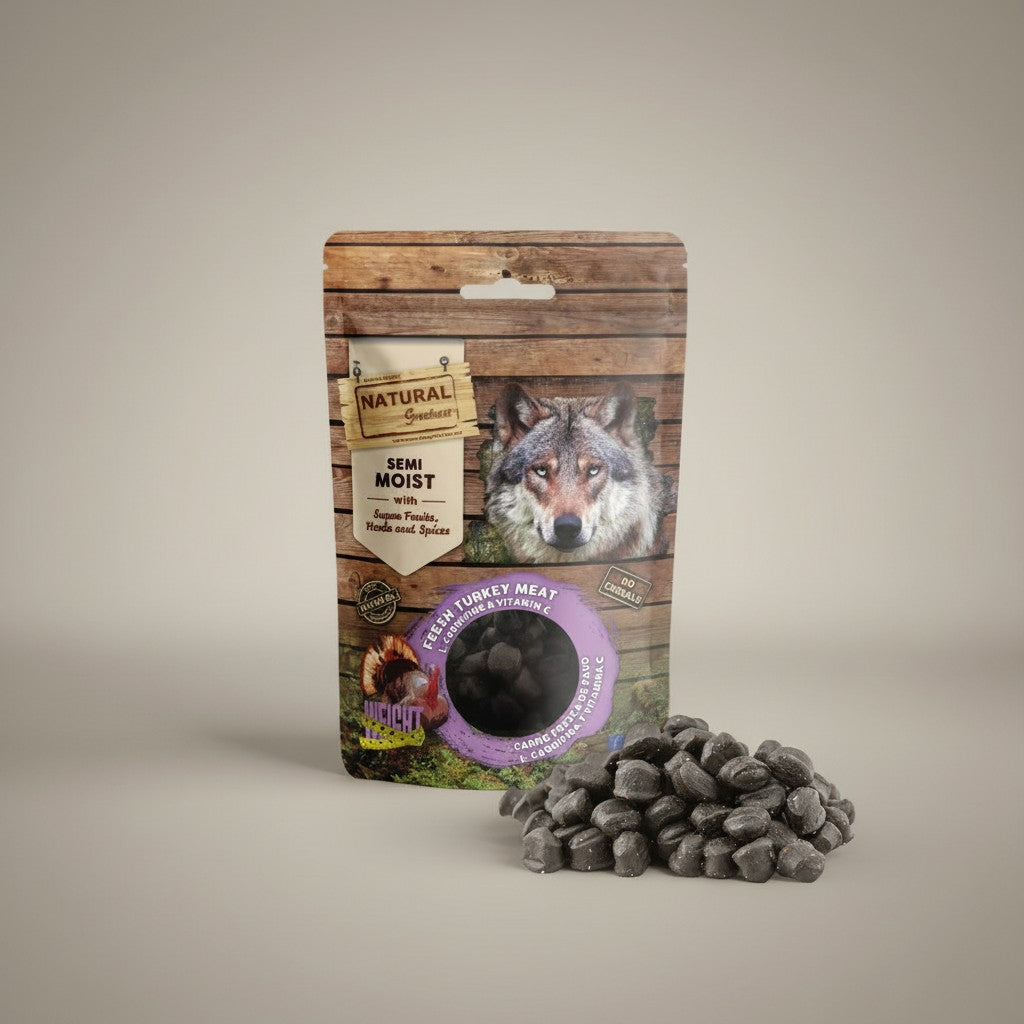 Lupiora Natural Greatness getreidefreie Puten-Leckerlis zur Gewichtsunterstützung für Hunde in 150g Packung