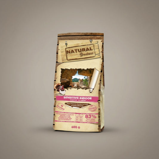 Lupiora Natural Greatness Sensitive Indoor Katzenfutter, hypoallergene Trockennahrung für erwachsene Katzen, 600g Beutel