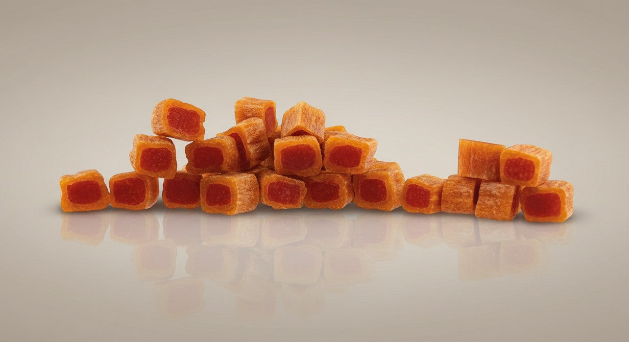 Lupiora Hasen- und Preiselbeerwürfel als getreidefreie Hundeleckerlis in Premium-Qualität für das Training.