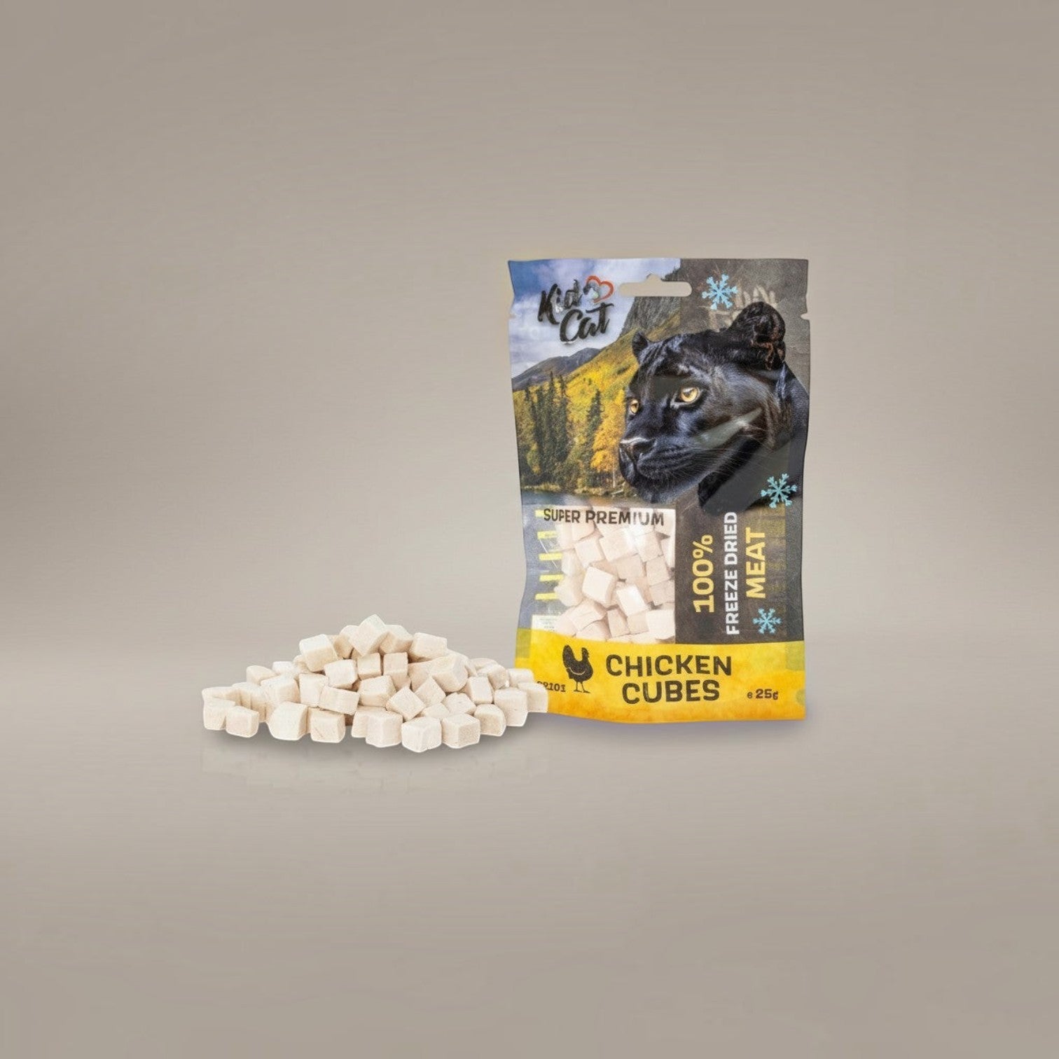 Lupiora KidCAT gefriergetrocknete Hähnchenwürfel als natürlicher Katzensnack in einer 25g Packung
