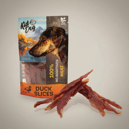 Lupiora KIDDOG Super Premium Entenbrust-Leckerlis für Hunde, getreidefrei und zuckerfrei im praktischen Beutel.