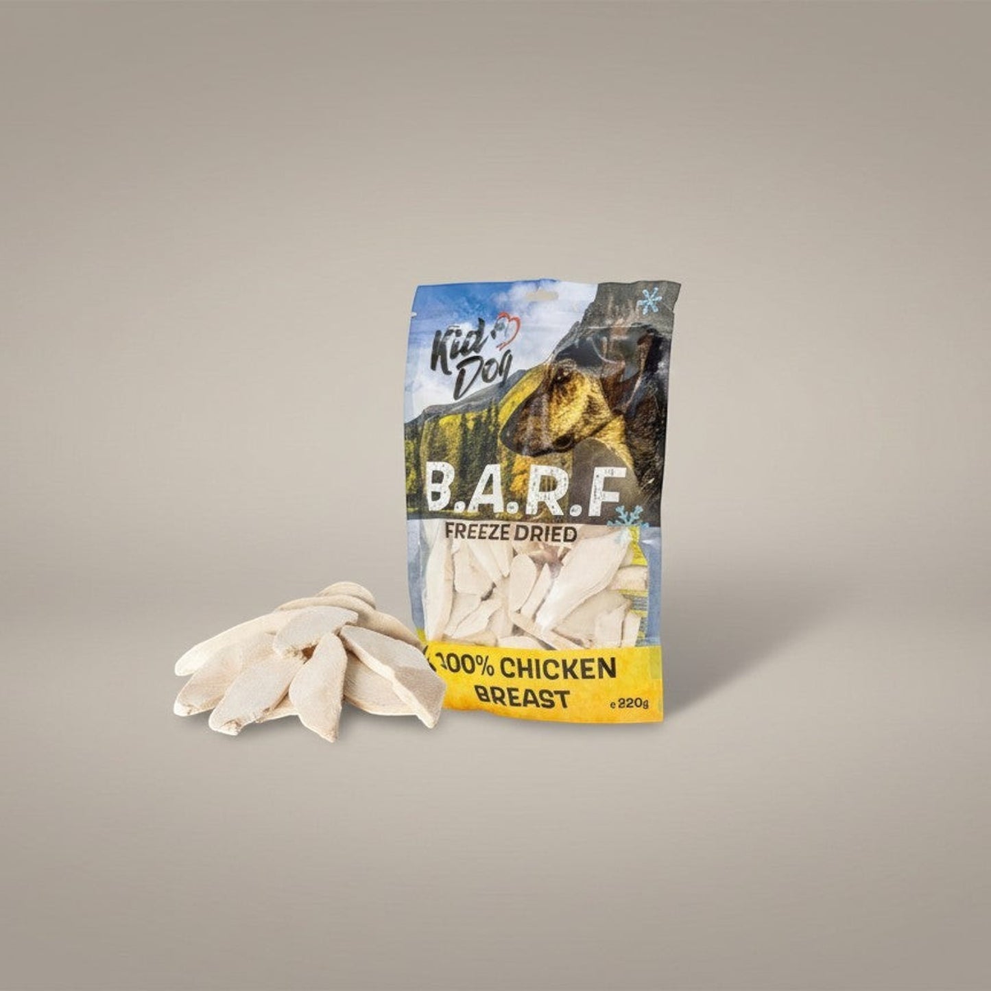 Lupiora KIDDOG gefriergetrocknete Hähnchenbrust Leckerlis für Hunde in einer 220g Packung