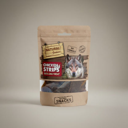 Lupiora NATURAL GREATNESS Hühnerfiletstreifen, getreidefreier Hundesnack aus 100% Hähnchenfleisch in brauner Tüte