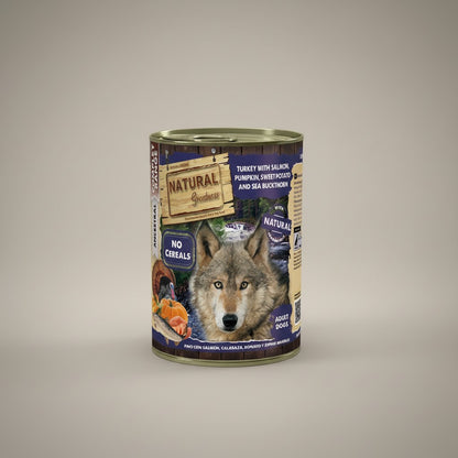 Lupiora Natural Greatness Nassfutter Dose mit Pute, Lachs, Kürbis und Süßkartoffel für erwachsene Hunde