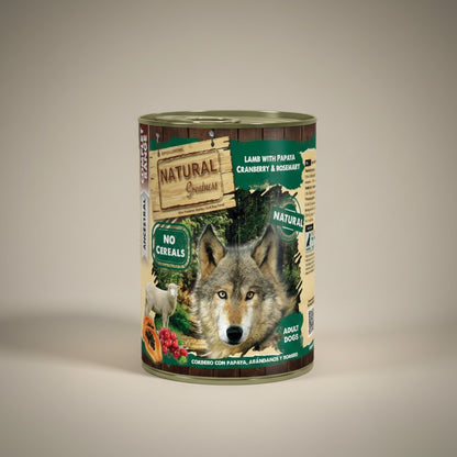 Lupiora Natural Greatness Hundefutterdose Lamm mit Papaya, Cranberry und Rosmarin, getreidefrei für ausgewachsene Hunde