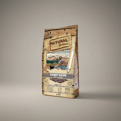 Lupiora Natural Greatness Kaninchen Hundefutter Light & Fit, getreidefrei, 6 kg Beutel für ausgewachsene Hunde.