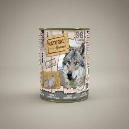 Lupiora Natural Greatness Kaninchen Monoprotein Nassfutter für Hunde, getreidefrei mit 98% Kaninchenfleisch