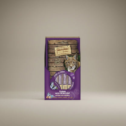 Lupiora Natural Greatness Thunfisch-Jakobsmuschelcreme Snack für Katzen zur Gehirnunterstützung in 56g Packung