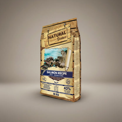 Lupiora Natural Greatness Lachs Hundefutter, getreidefrei und hypoallergen für mittelgroße bis große Hunde, 10 kg Sack