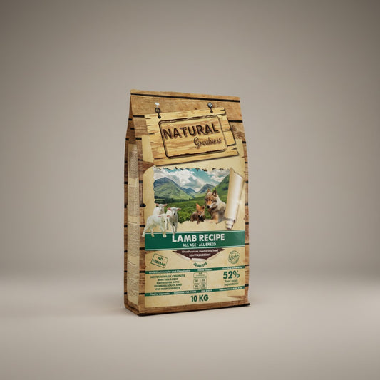 Lupiora Natural Greatness Lamm Trockenfutter für Hunde, getreidefrei, 10 kg Beutel mit Lamm-Motiv