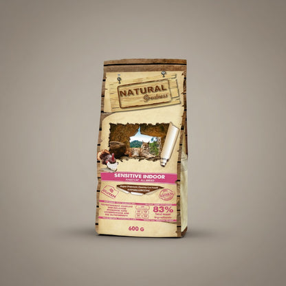 Lupiora Natural Greatness Sensitive Indoor Katzenfutter, hypoallergene Trockennahrung für erwachsene Katzen, 600g Beutel