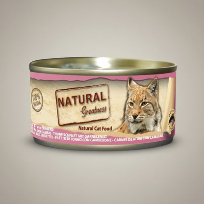 Lupiora Natural Greatness Katzenfutter Dose mit Thunfisch und Garnelen, 100% natürliches Ergänzungsfutter.