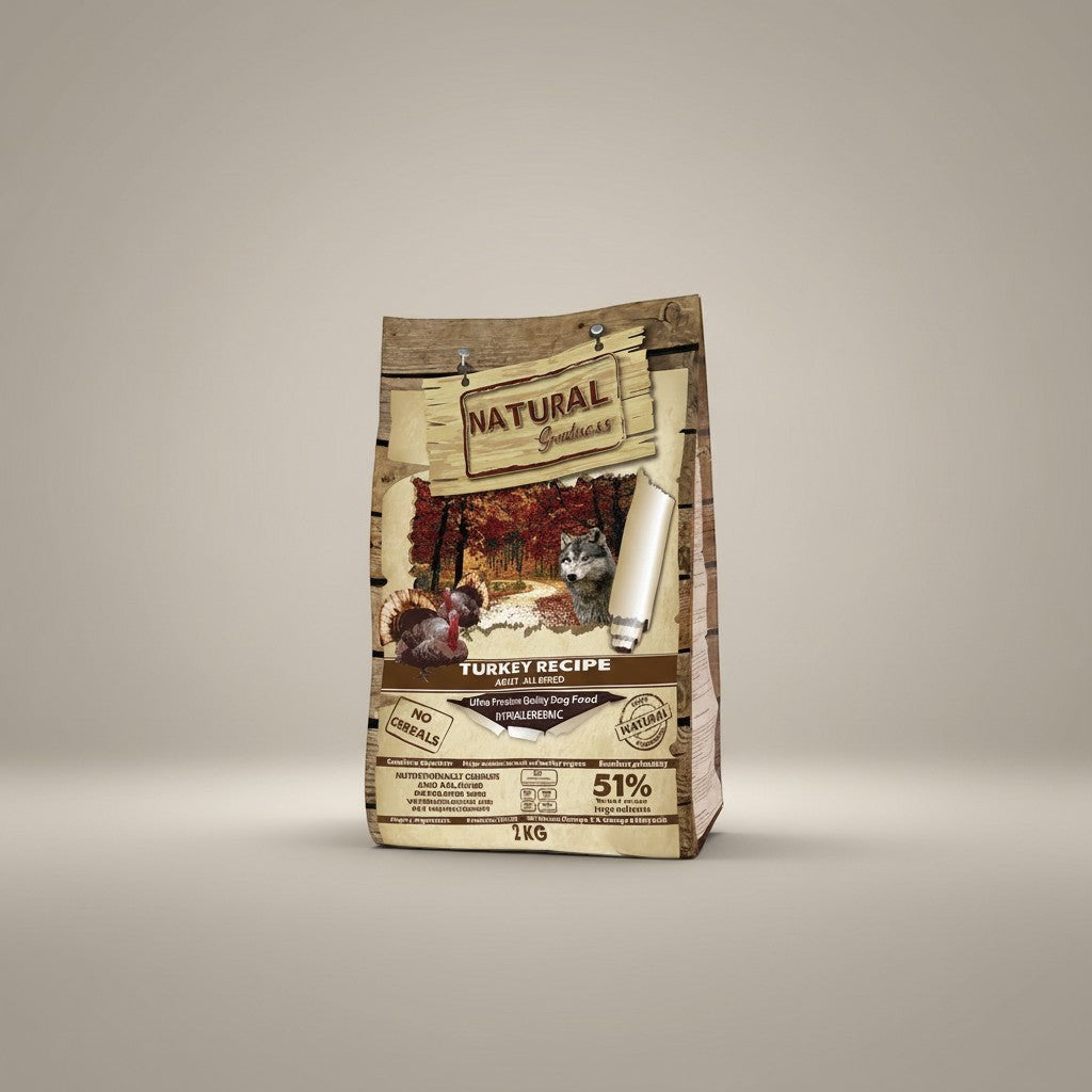 Lupiora Natural Greatness Truthahn Hundefutter getreidefrei für erwachsene Hunde aller Rassen im 2kg Beutel