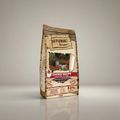 Lupiora Natural Greatness Welpenfutter mit Huhn, hypoallergenes Trockenfutter für kleine Rassen im 6kg Beutel.