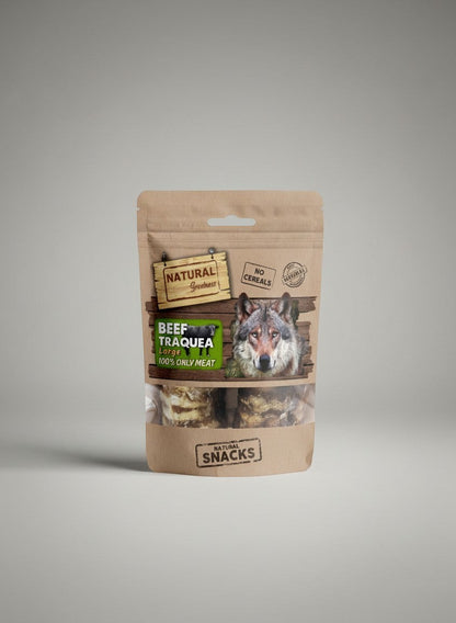 Lupiora Natural Greatness Rindertrachea Hundesnack in brauner Kraftpapierverpackung, getreidefrei und 100% Rindfleisch