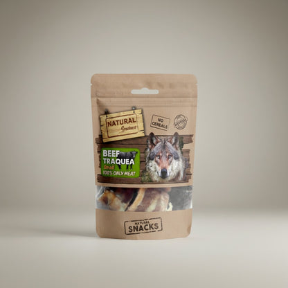 Lupiora Natural Greatness Rindertrachea Hundesnack, getreidefrei und reich an Glucosamin in brauner Standbodenbeutel