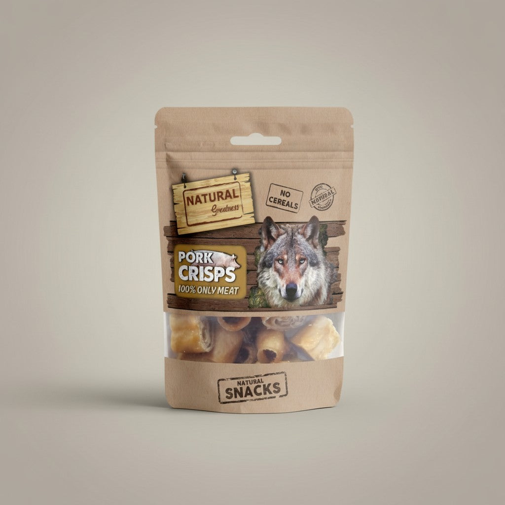 Lupiora Natural Greatness Schweineschwarten, getreidefreier Hundesnack aus 100% Schweinefleisch in brauner Tüte