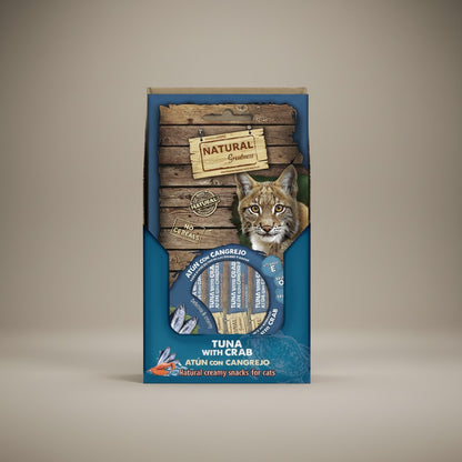 Lupiora Natural Greatness Thunfisch-Krabbencreme Katzensnack für glänzendes Fell in 56g Packung