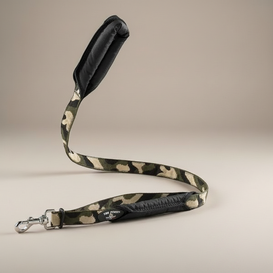 Lupiora TRE PONTI Hundeleine mit zwei Griffen in Camouflage-Optik für große Hunde, 105 cm lang, in Italien gefertigt