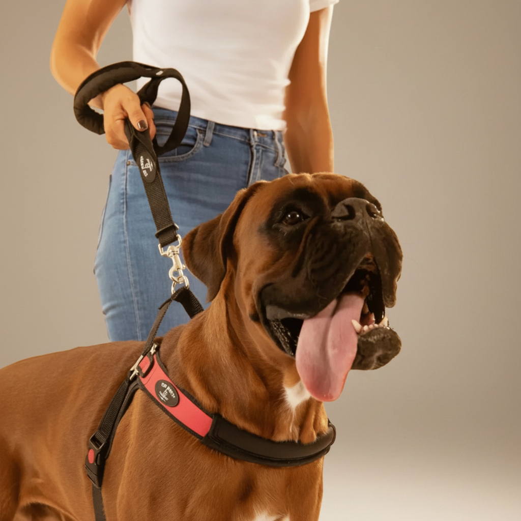 Lupiora TRE PONTI Hundeleine mit zwei Griffen in Schwarz, ideal für große Hunde, in Italien hergestellt