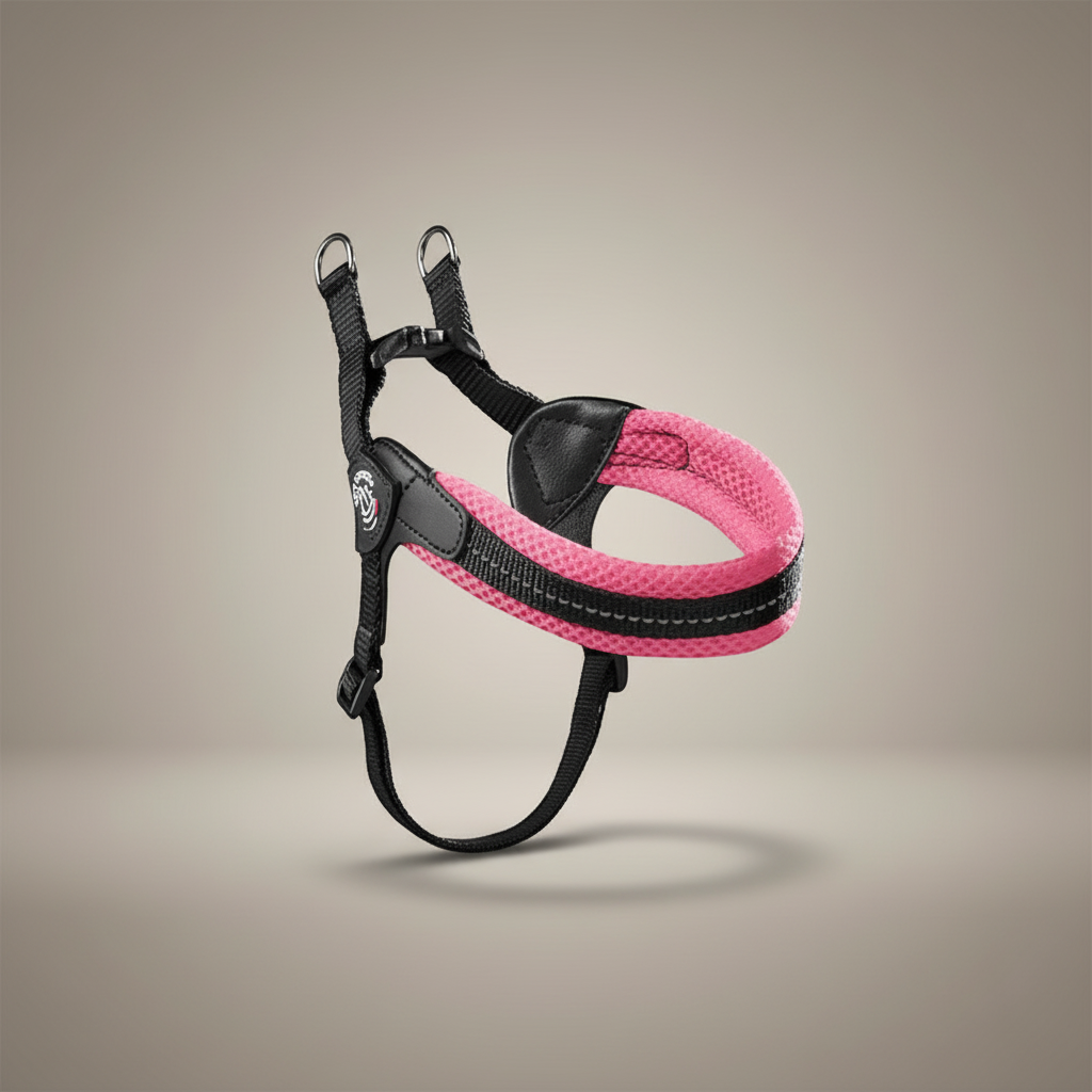 Lupiora TRE PONTI Easy Fit Hundegeschirr in Neon-Pink mit reflektierendem Netzstoff und verstellbarem Brustriemen