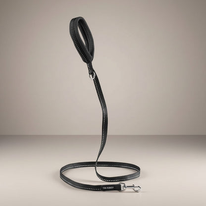 Lupiora Tre Ponti Mesh Hundeleine in Schwarz mit weichem Netzgriff, reflektierendem Band und Metallkarabiner