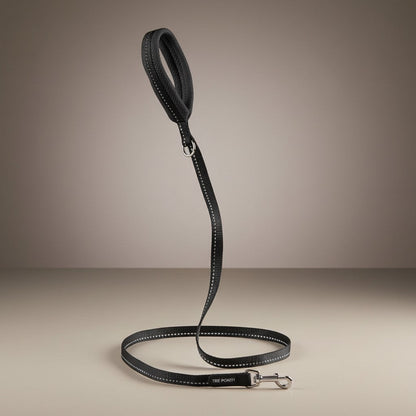 Lupiora Tre Ponti Mesh Hundeleine in Schwarz mit reflektierendem Band, weichem Netzgriff und Metallkarabiner